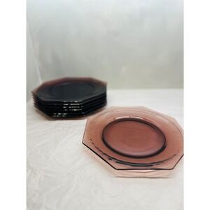 MCM Hazel Atlas Moroccan Amethyst Octagon Dinner Plates Set 7